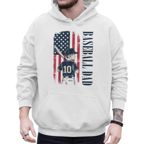 Baseball Dad Flag Tee I Raised Mine Ballpark Dad Men Hoodie - Sportilla