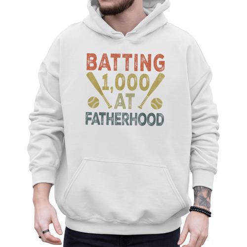 Baseball Dad Vintage Batting 1000 At Fatherhood Men Hoodie - Sportilla