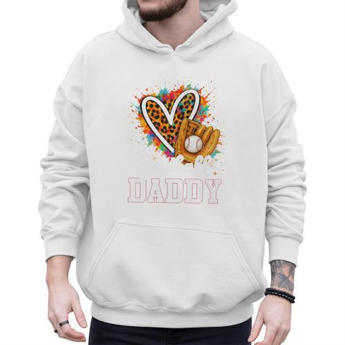 Baseball Daddy Leopard Heart Colorful Premium Men Hoodie - Sportilla