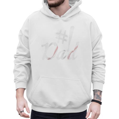 Baseball Player Dad Papa Fathers Day Number One Baseball Dad Raglan Baseball Tee Men Hoodie - Sportilla