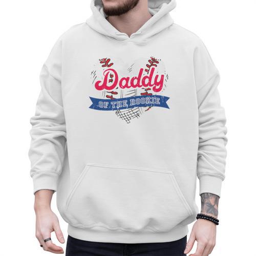 Daddy Of The Rookie Baseball Dad Retro Love Heart Birthday Premium Men Hoodie - Sportilla