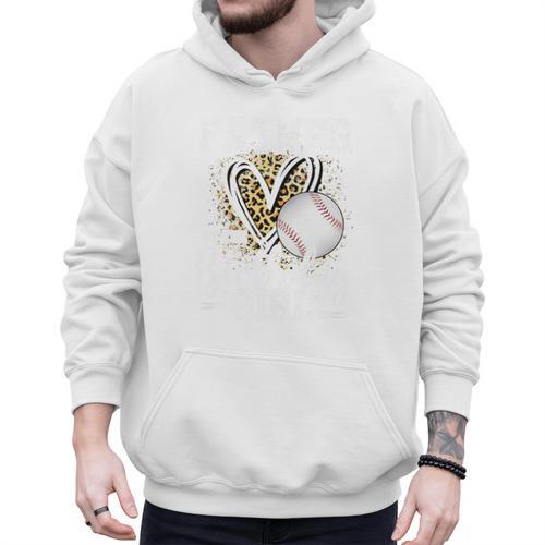 Father Of The Birthday Girl Baseball Dad Leopard Heart Premium Tri-Blend Men Hoodie - Sportilla