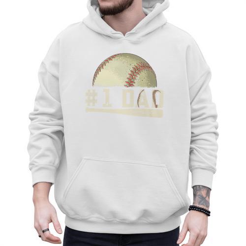 Number One Baseball Dad Fathers Day Baseball Player Dad Papa Premium Men Hoodie - Sportilla