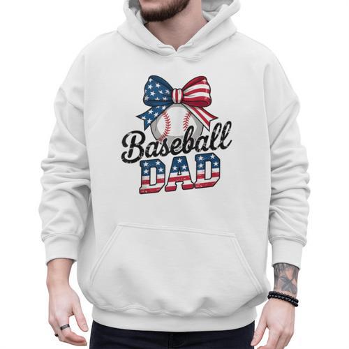 Patriotic Baseball Dad 4th Of July For All American Fathers Men Hoodie - Sportilla