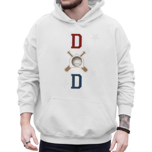 Patriotic Baseball Dad Father's Day Red Blue Star Premium Men Hoodie - Sportilla