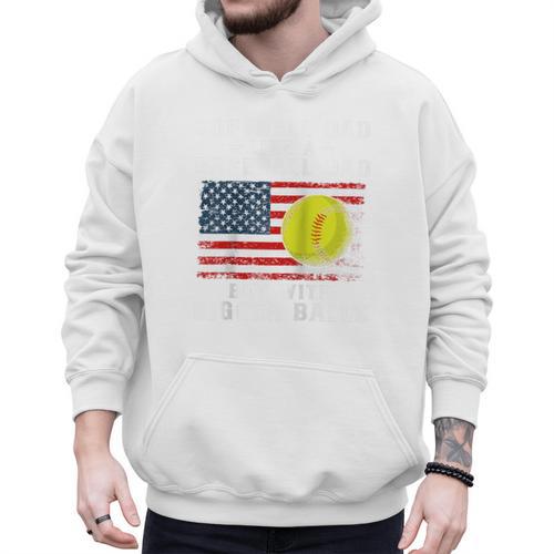 Patriotic Softball Dad Like A Baseball Dad Raglan Baseball Tee Men Hoodie - Sportilla