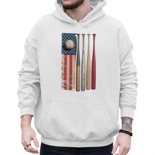 Patriotic USA Flag American Baseball Dad 4th Of July Men Hoodie - Sportilla