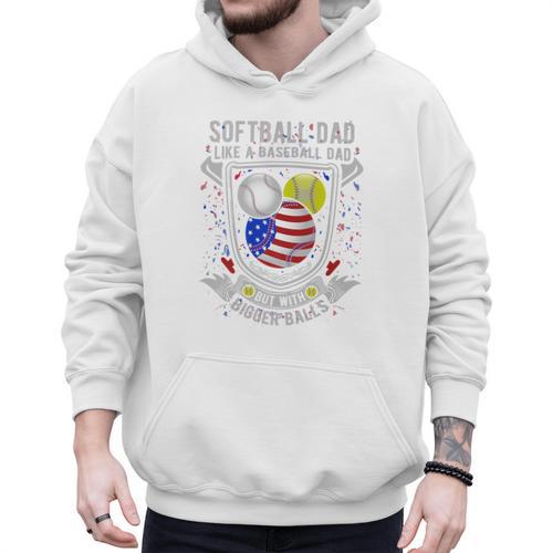 Softball Dad Like A Baseball Dad 4th Of July USA Retro Flag Premium Men Hoodie - Sportilla