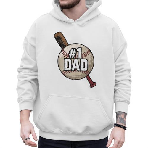 Vintage Father's Day 1 Baseball Dad Baseball Lovers Players Men Hoodie - Sportilla
