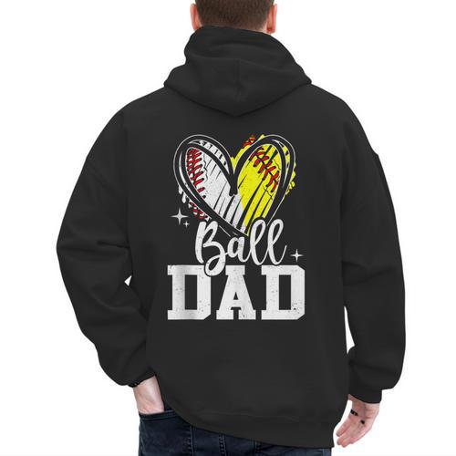 Ball Dad Softball Baseball Dad Daddy Men's Hoodie Back Print - Sportilla