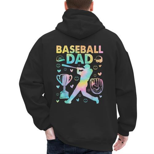 Baseball Dad Cool Fathers Day Coach Player Daddy Papa Men Men's Hoodie Back Print - Sportilla