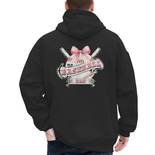 Baseball Dad With Coquette Cute Bow Sport Season Men's Hoodie Back Print - Sportilla
