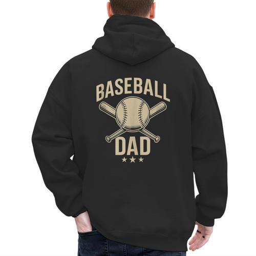 Baseball Dad Crossed Bats Cool Sports Fan Vintage Men's Hoodie Back Print - Sportilla