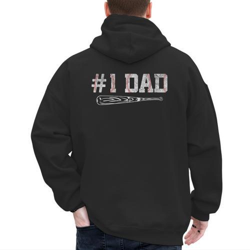 Baseball Dad Daddy Father's Day Number One Baseball Dad Men's Hoodie Back Print - Sportilla