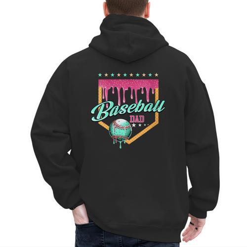 Baseball Dad Drip Home Plate Dripping Ice Cream Men's Hoodie Back Print - Sportilla
