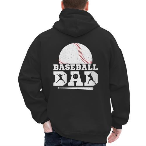 Baseball Dad Father Sport Fan Men's Hoodie Back Print - Sportilla