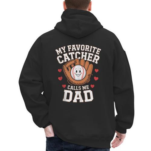 Baseball Dad Father's Day Catcher Men Men's Hoodie Back Print - Sportilla