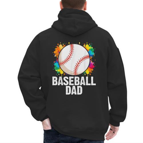 Baseball Dad Fathers Day For Daddy Papa Father Men's Hoodie Back Print - Sportilla