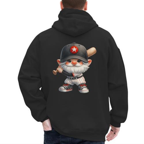 Baseball Dad Gnome With Baseball Bat For Grandpa Life Men's Hoodie Back Print - Sportilla