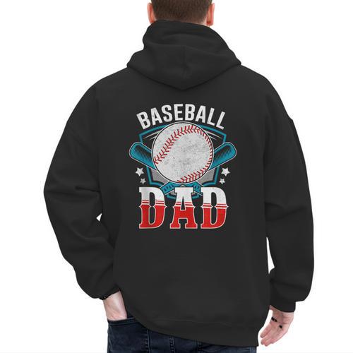 Baseball Dad Happy Fathers Day Dad Daddy Baseball Lover Men's Hoodie Back Print - Sportilla
