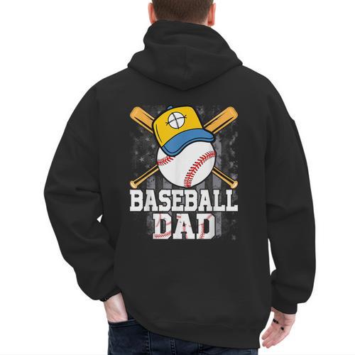Baseball Dad Happy Fathers Day For Men Boys Kids Men's Hoodie Back Print - Sportilla
