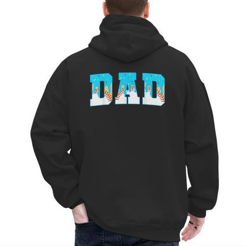 Baseball Dad Ice Cream Drip Happy Fathers Day Men's Hoodie Back Print - Sportilla