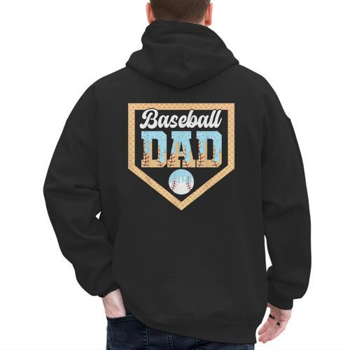 Baseball Dad Ice Cream Drip Home Plate Cool Fathers Day Men's Hoodie Back Print - Sportilla