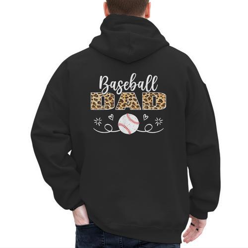 Baseball Dad Leopard Baseball Player Men's Hoodie Back Print - Sportilla