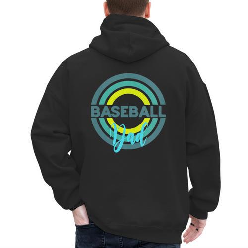 Baseball Dad With Modern Baseball Circles Men's Hoodie Back Print - Sportilla