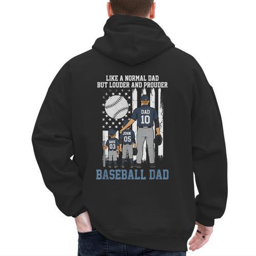 Baseball Dad Like A Normal Dad But Louder And Prouder Men's Hoodie Back Print - Sportilla
