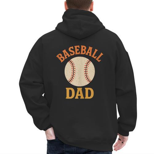 Baseball Dad Retro Vintage Father's Day Men's Hoodie Back Print - Sportilla