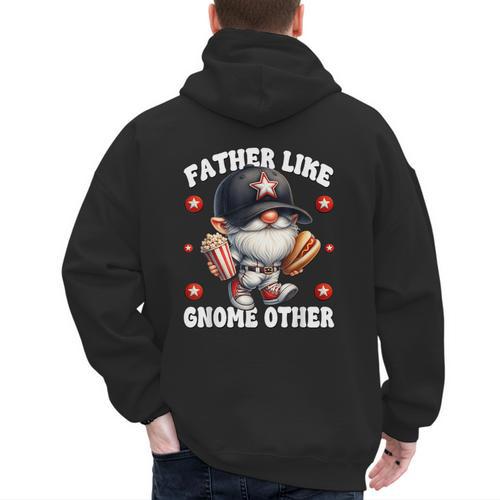 Baseball Dad Saying Hot Dog Gnome Pun For Fathers Day Men's Hoodie Back Print - Sportilla