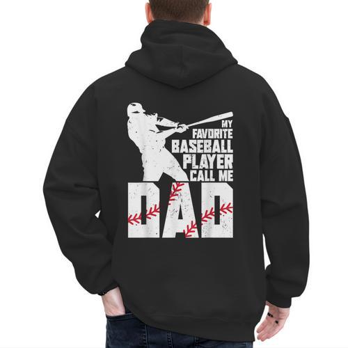 Baseball Dad Shirt Baseball Dad Fathers Day Men's Hoodie Back Print - Sportilla