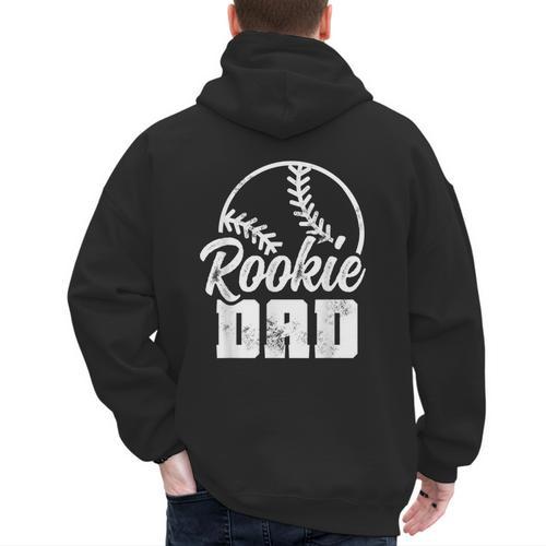 Baseball Dad Softball Game Rookie Dad Baseball Men's Hoodie Back Print - Sportilla
