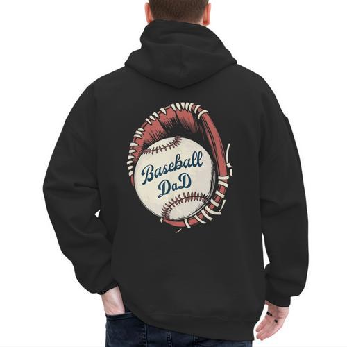 Baseball Dad Softball Glove And Ball Men's Hoodie Back Print - Sportilla