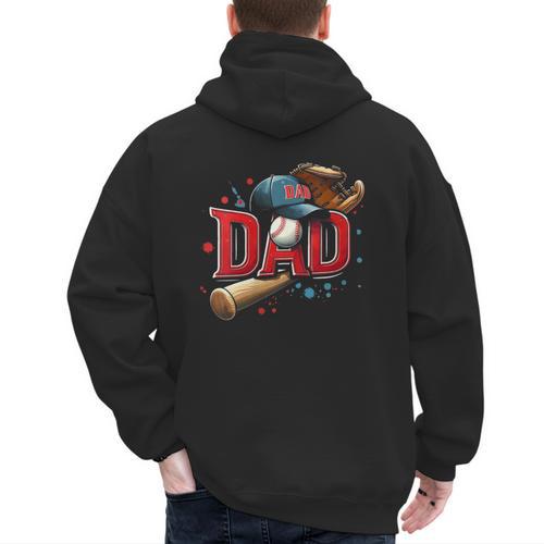 Baseball Dad Sport Fan Father Men Baseball Fathers Day Men's Hoodie Back Print - Sportilla