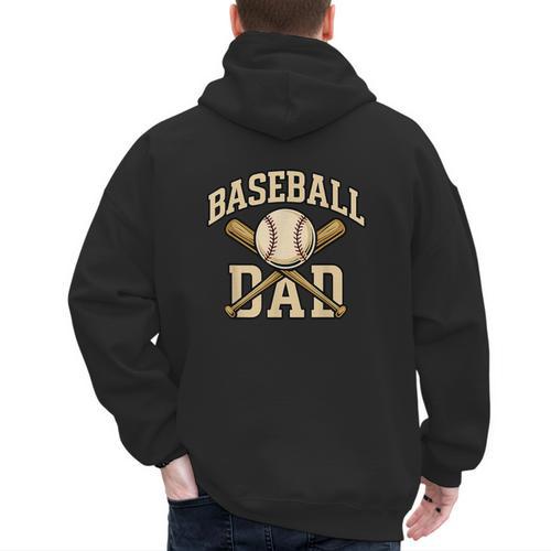 Baseball Dad Sports With Bats And Ball Graphic Men's Hoodie Back Print - Sportilla