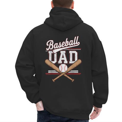 Baseball Dad Sports Lover Father's Day Father In Law Men's Hoodie Back Print - Sportilla