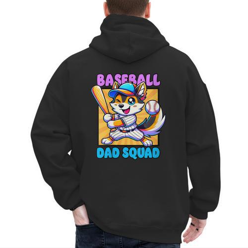 Baseball Dad Squad Fox On The Bat Men's Hoodie Back Print - Sportilla
