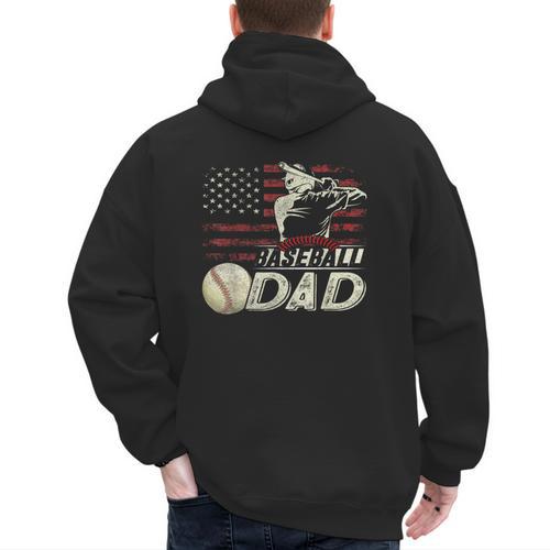 Baseball Dad US Flag For Dad Men Patriotic Fathers Day Men's Hoodie Back Print - Sportilla