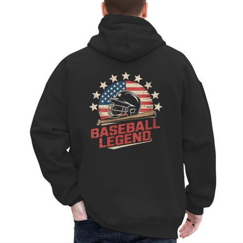 Baseball Dad USA Flag Men's Hoodie Back Print - Sportilla