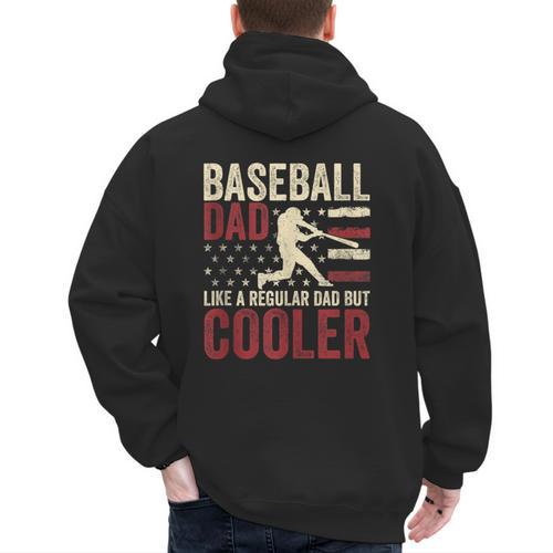 Baseball Dad Vintage Baseball Father’s Day Men's Hoodie Back Print - Sportilla