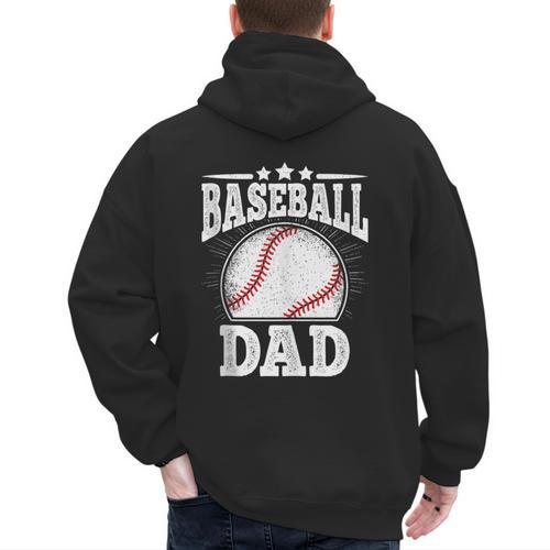 Baseball Dad Vintage Baseball Player Daddy Men Men's Hoodie Back Print - Sportilla