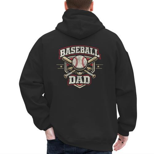 Baseball Fan Dad Father Vintage Baseball Dad Men's Hoodie Back Print - Sportilla