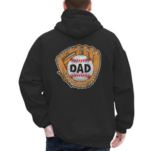 Baseball Glove Father's Day Baseball Dad Men's Hoodie Back Print - Sportilla