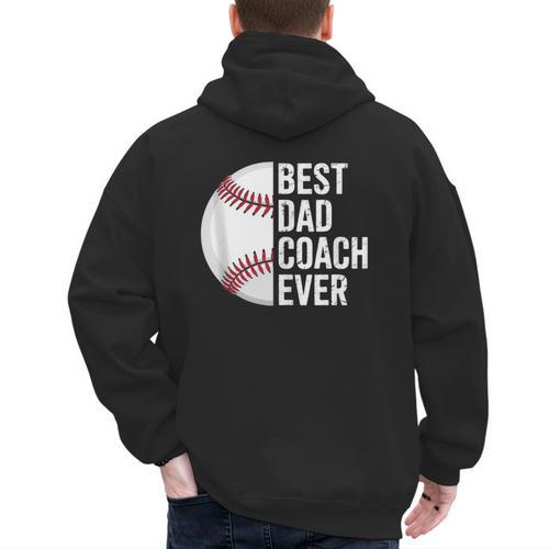 Best Baseball Dad Coach Ever Retro Father Baseball Coach Dad Men's Hoodie Back Print - Sportilla