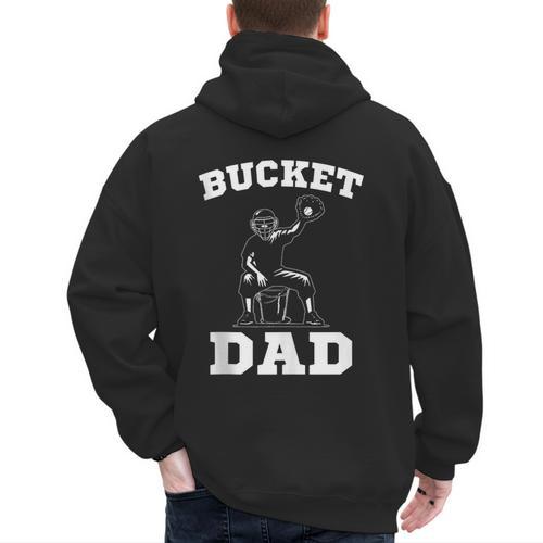 Bucket Dad Softball Dad Baseball Dad Catcher Men's Hoodie Back Print - Sportilla