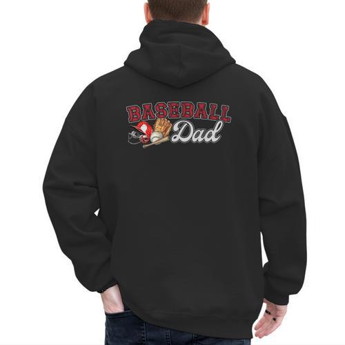 Cheer Baseball Dad My Favorite Cheerleader Calls Me Dad Red Men's Hoodie Back Print - Sportilla