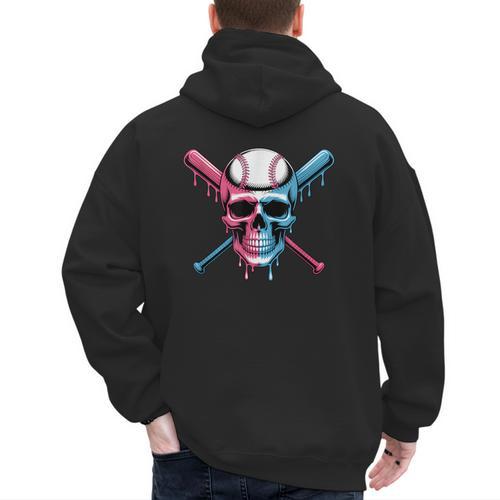 Cool Baseball Ice Cream Dripping Baseball Dad Baseball Lover Men's Hoodie Back Print - Sportilla