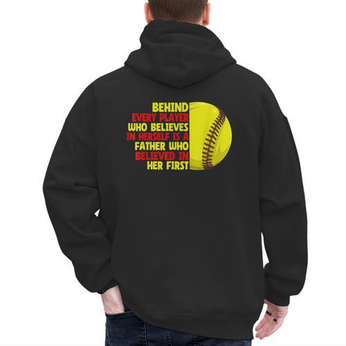 Dad Of Ballers Behind Every Softball Player Baseball Dads Men's Hoodie Back Print - Sportilla